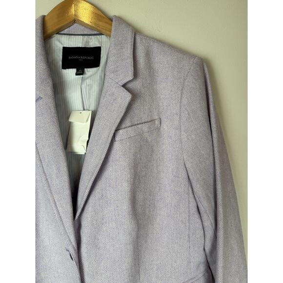 Banana Republic Wool Blend Herringbone Blazer Jacket Lilac Women’s 12 NWT - Picture 2 of 10